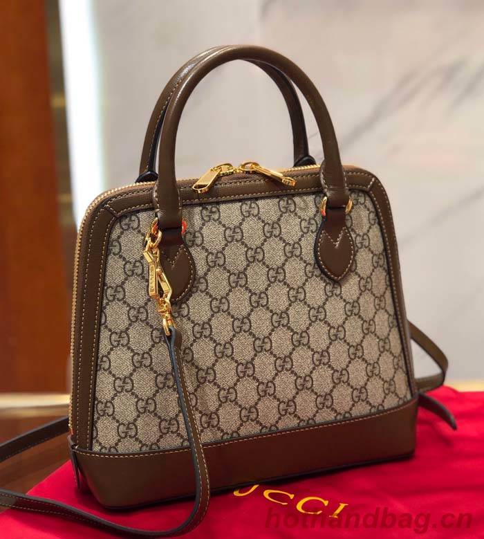 Gucci GG Supreme Canvas Top Handle Bag 621220 Brown Gucci GG Supreme Canvas Top Handle Bag 621220 Brown