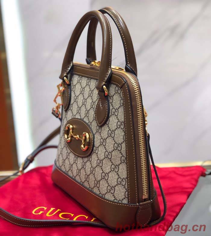 Gucci GG Supreme Canvas Top Handle Bag 621220 Brown Gucci GG Supreme Canvas Top Handle Bag 621220 Brown