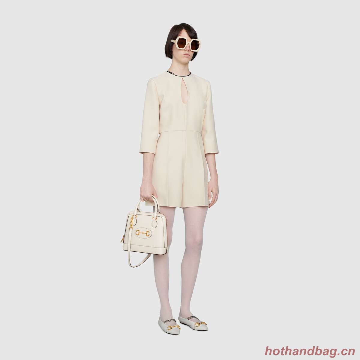 Gucci 1955 Horsebit small top handle bag 621220 White