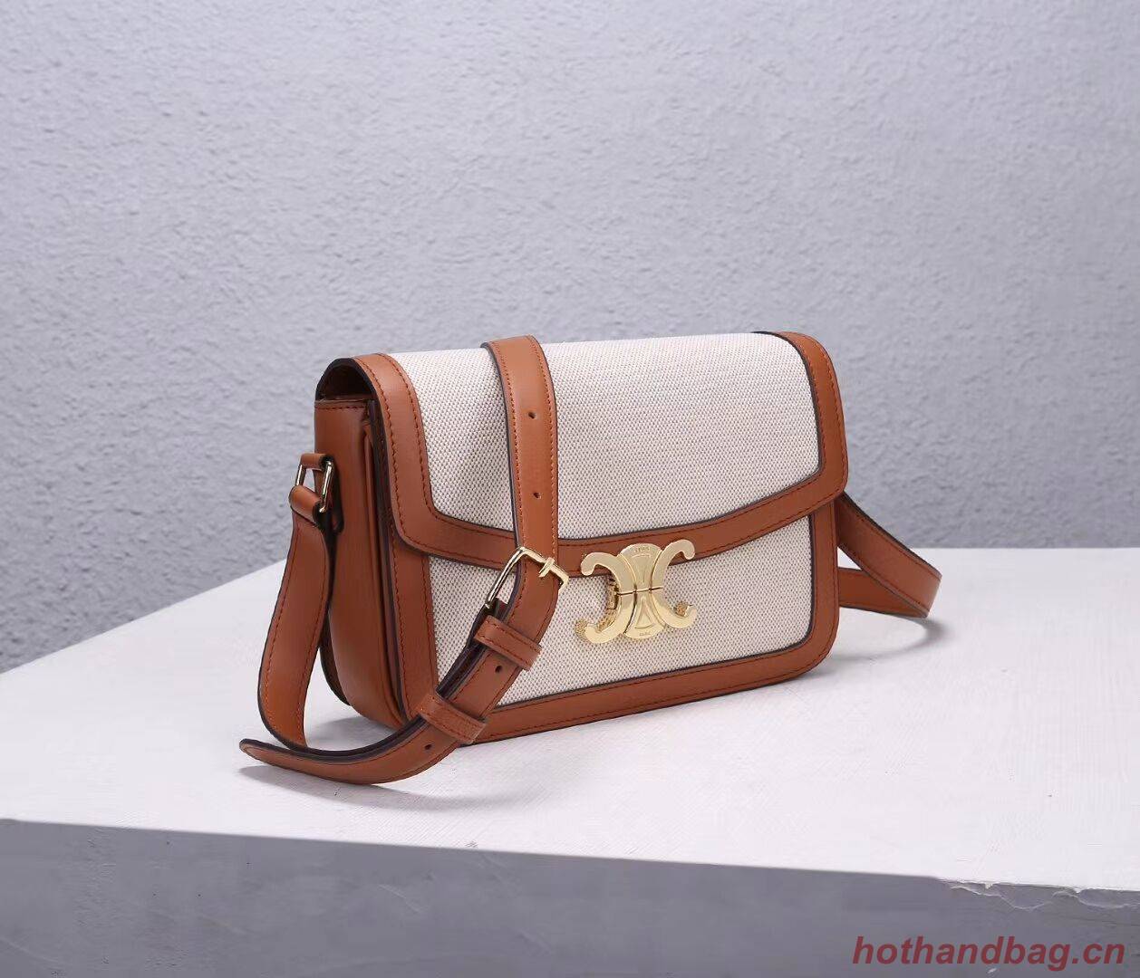 Celine TEEN TRIOMPHE BAG IN TRIOMPHE CANVAS AND CALFSKIN CL87368 white Celine TEEN TRIOMPHE BAG IN TRIOMPHE CANVAS AND CALFSKIN CL87368 white