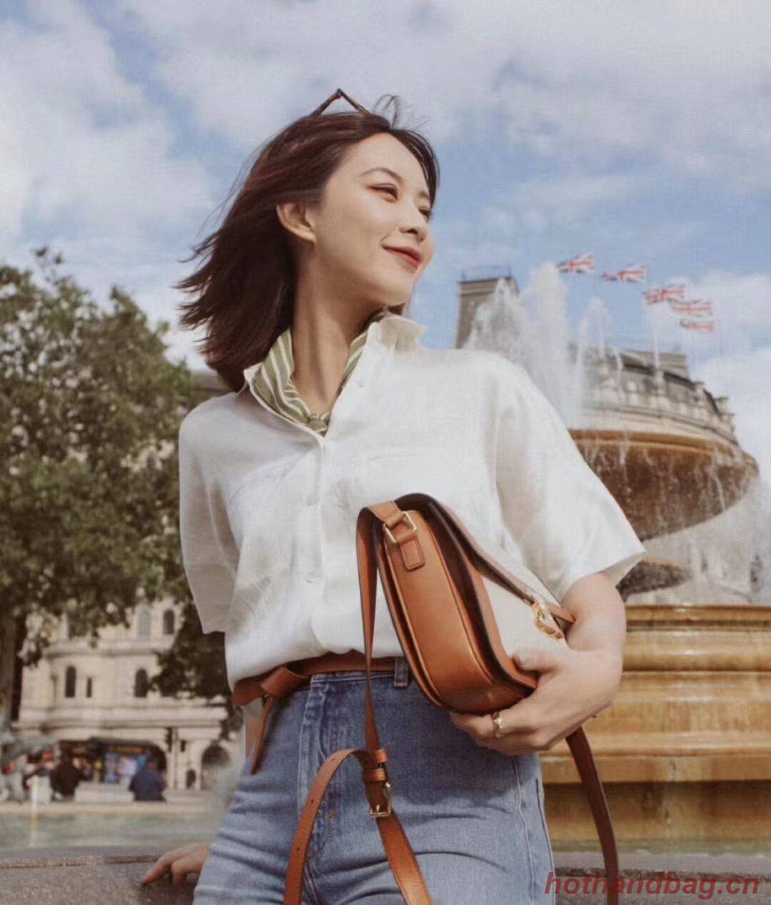 Celine TEEN TRIOMPHE BAG IN TRIOMPHE CANVAS AND CALFSKIN CL87368 white Celine TEEN TRIOMPHE BAG IN TRIOMPHE CANVAS AND CALFSKIN CL87368 white