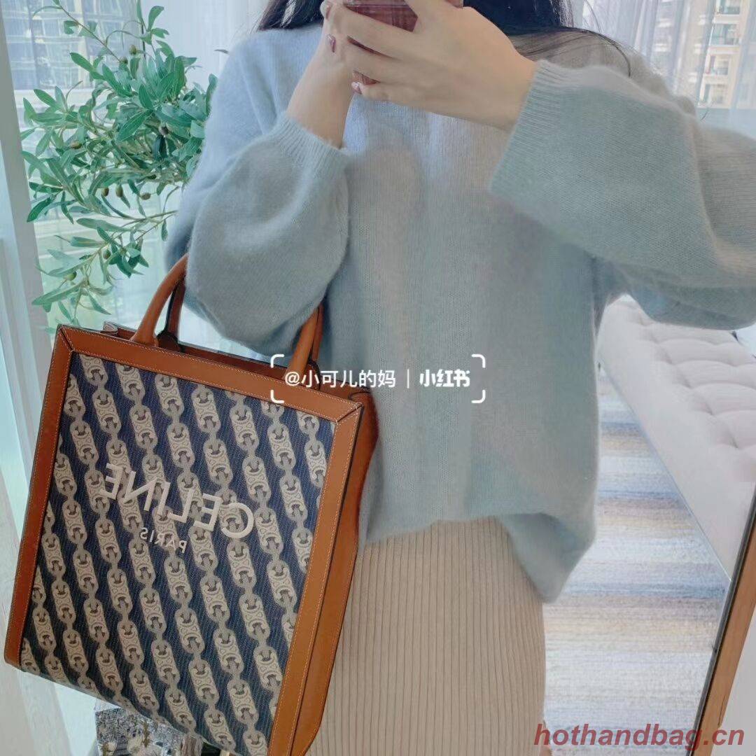 Celine TEEN TRIOMPHE BAG IN TRIOMPHE CANVAS AND CALFSKIN CL91041 blue Celine TEEN TRIOMPHE BAG IN TRIOMPHE CANVAS AND CALFSKIN CL91041 blue