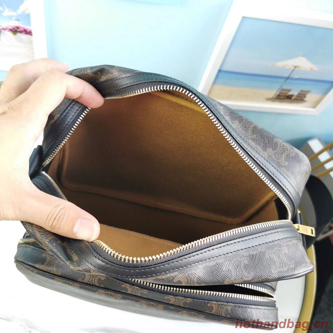 Celine SMALL CAMERA BAG IN TRIOMPHE CANVAS CL90822 black Celine SMALL CAMERA BAG IN TRIOMPHE CANVAS CL90822 black