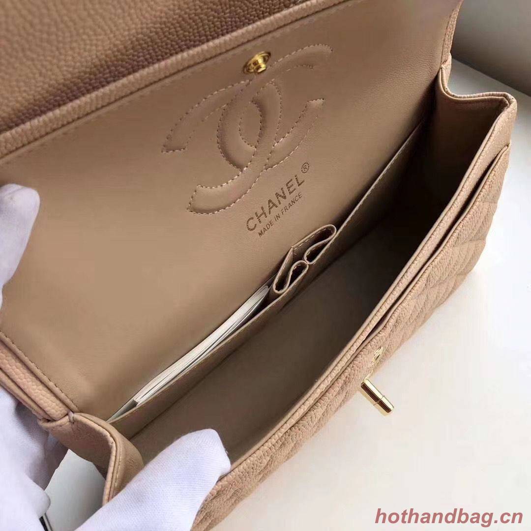 Chanel Double Flaps Bags Apricot Original Caviar Leather A1112 Gold or Silver Chanel Double Flaps Bags Apricot Original Caviar Leather A1112 Gold or Silver