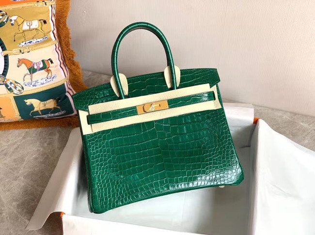 Hermes Birkin Bag Original Leather crocodile HBK35 green