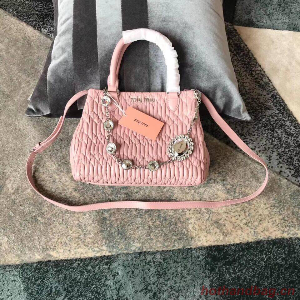 miu miu Matelasse Nappa Leather shoulder bag 5BA067 pink