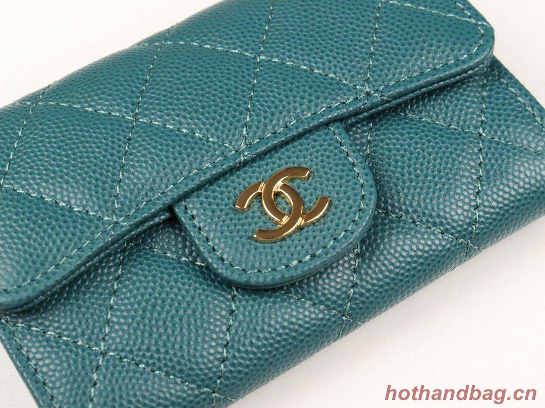 Chanel card holder Calfskin & Gold-Tone Metal A80799 Green Chanel card holder Calfskin & Gold-Tone Metal A80799 Green
