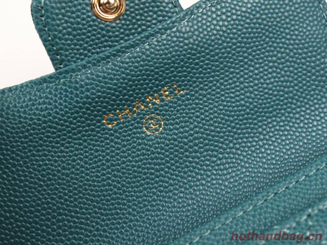 Chanel card holder Calfskin & Gold-Tone Metal A80799 Green Chanel card holder Calfskin & Gold-Tone Metal A80799 Green