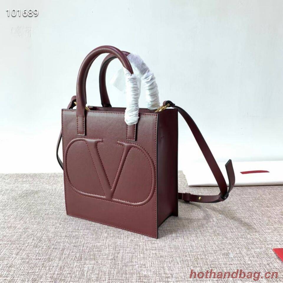 VALENTINO Origianl leather tote V2022 oxblood red