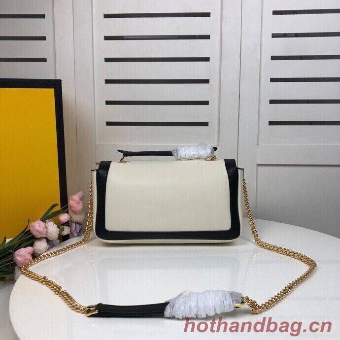 FENDI BAGUETTE CHAIN Black and white nappa leather bag 8BR783A