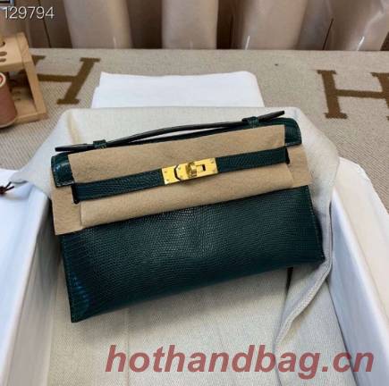 Hermes Kelly 22CM Tote Bag Original Lizard Leather KL22 Dark Green Hermes Kelly 22CM Tote Bag Original Lizard Leather KL22 Dark Green