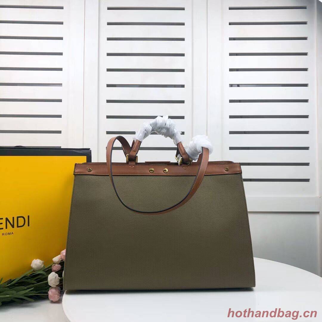 FENDI PEEKABOO X-TOTE canvas bag 8BH374A brown&green