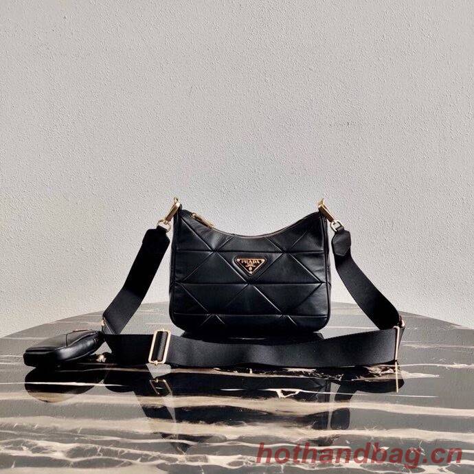 Prada Gaufre nappa leather shoulder bag 1BC151A black Prada Gaufre nappa leather shoulder bag 1BC151A black