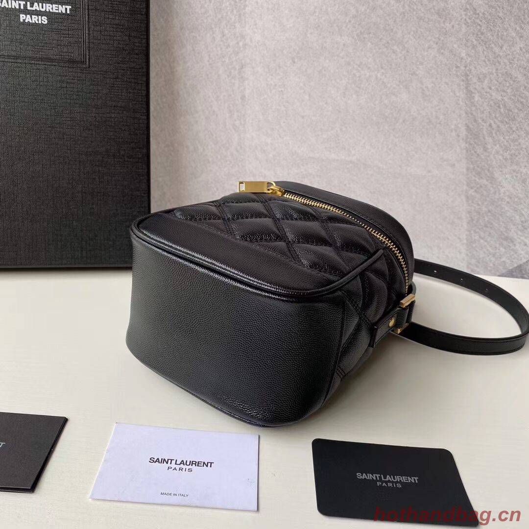 SAINT LAURENT 80S VANITY BAG IN CARRE-QUILTED GRAIN DE POUDRE EMBOSSED LEATHER 649779 black SAINT LAURENT 80S VANITY BAG IN CARRE-QUILTED GRAIN DE POUDRE EMBOSSED LEATHER 649779 black