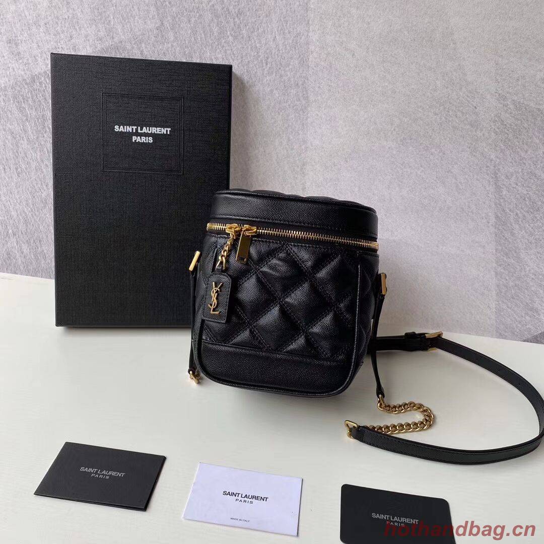 SAINT LAURENT 80S VANITY BAG IN CARRE-QUILTED GRAIN DE POUDRE EMBOSSED LEATHER 649779 black SAINT LAURENT 80S VANITY BAG IN CARRE-QUILTED GRAIN DE POUDRE EMBOSSED LEATHER 649779 black