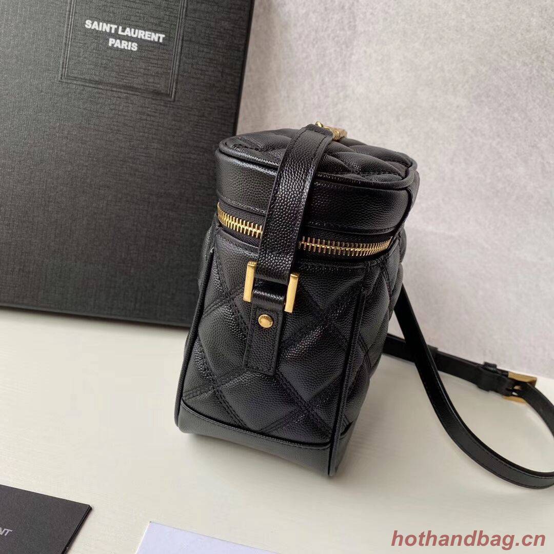SAINT LAURENT 80S VANITY BAG IN CARRE-QUILTED GRAIN DE POUDRE EMBOSSED LEATHER 649779 black SAINT LAURENT 80S VANITY BAG IN CARRE-QUILTED GRAIN DE POUDRE EMBOSSED LEATHER 649779 black