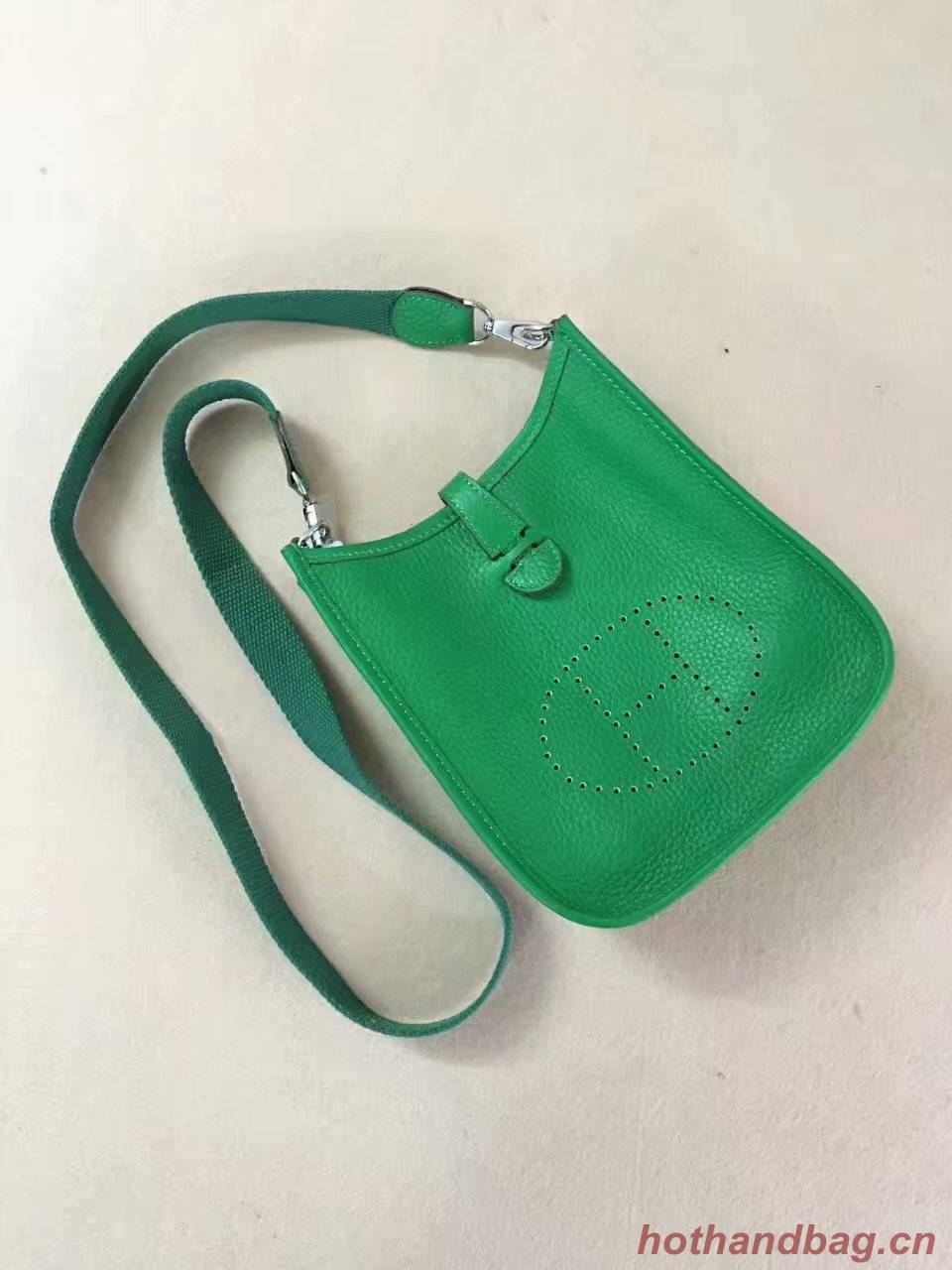 Hermes Evelyne original togo leather mini Shoulder Bag H15698 green Hermes Evelyne original togo leather mini Shoulder Bag H15698 green
