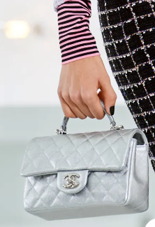 CHANEL mini flap bag with top handle AS2431 Silver CHANEL mini flap bag with top handle AS2431 Silver