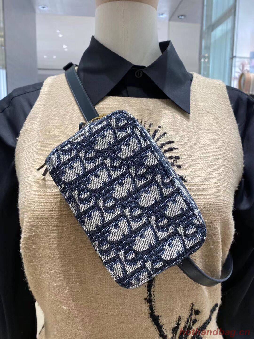 DIOR OBLIQUE BELT POUCH Blue Dior Oblique Canvas S5484 DIOR OBLIQUE BELT POUCH Blue Dior Oblique Canvas S5484