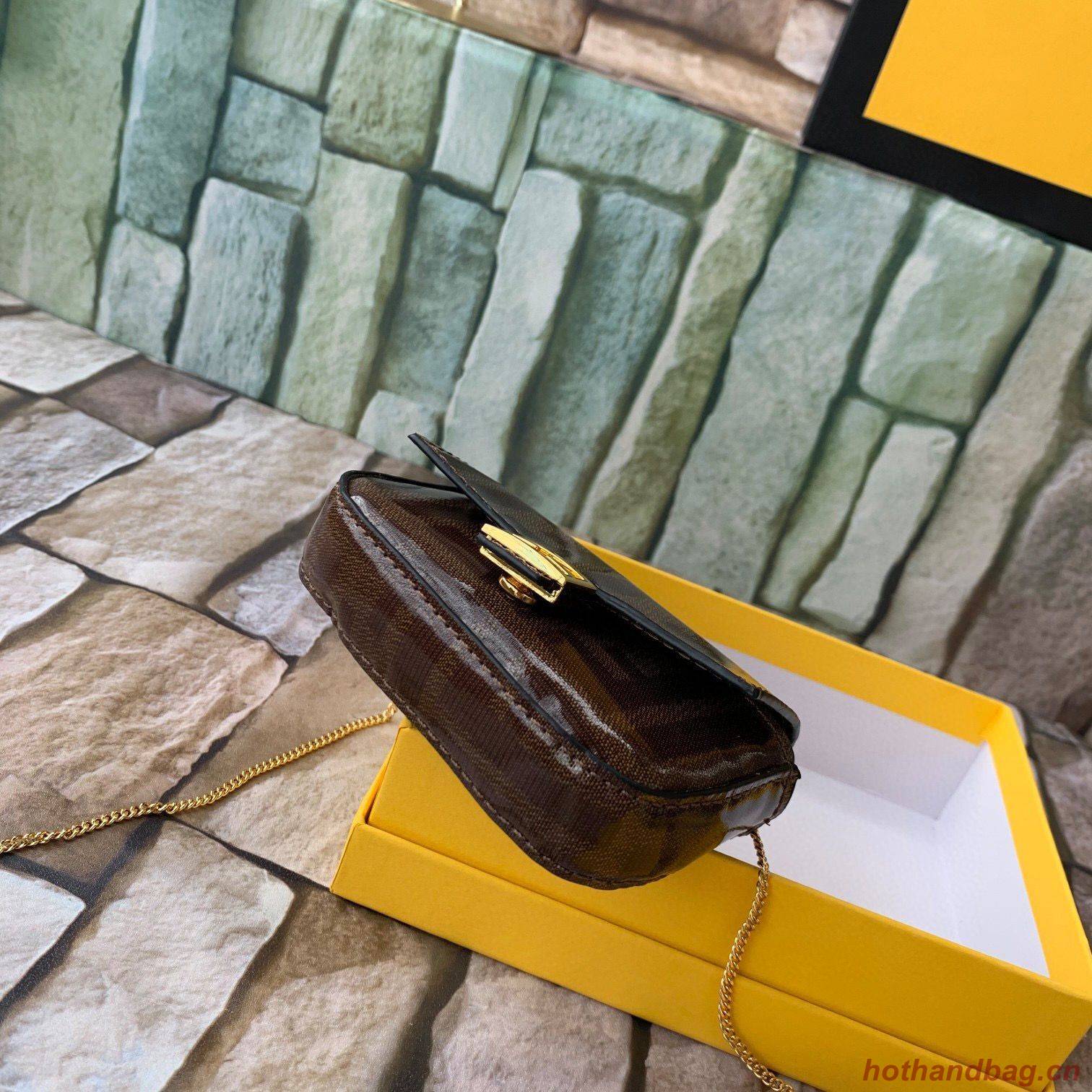 FENDI NANO BAGUETTE CHARM Nappa Original Leather Bag 7AR844 Brown