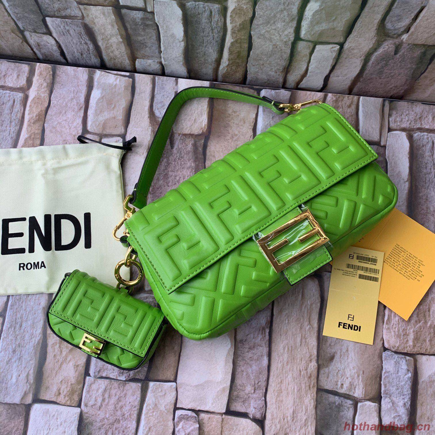 FENDI NANO BAGUETTE CHARM nappa leather 7AR844 Green FENDI NANO BAGUETTE CHARM nappa leather 7AR844 Green