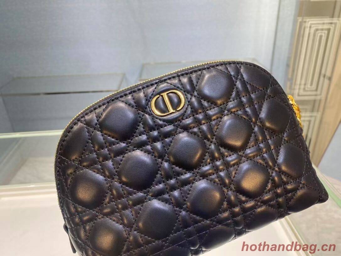 DIOR CARO BEAUTY POUCH Cannage Lambskin S5047 black DIOR CARO BEAUTY POUCH Cannage Lambskin S5047 black