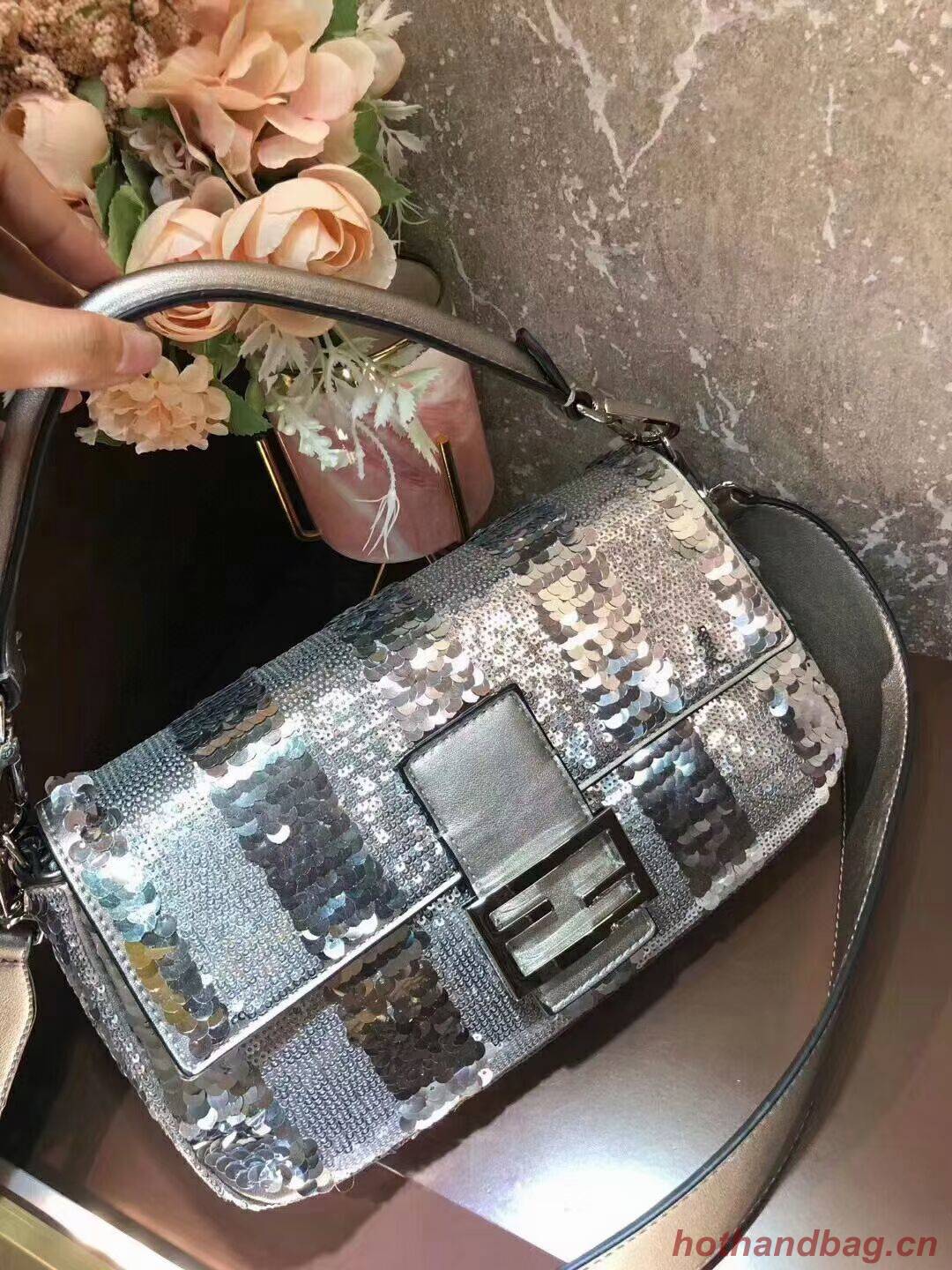 FENDI BAGUETTE Bag Pearl slice F1359 silver FENDI BAGUETTE Bag Pearl slice F1359 silver