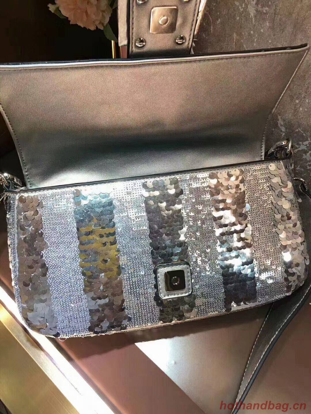 FENDI BAGUETTE Bag Pearl slice F1359 silver FENDI BAGUETTE Bag Pearl slice F1359 silver