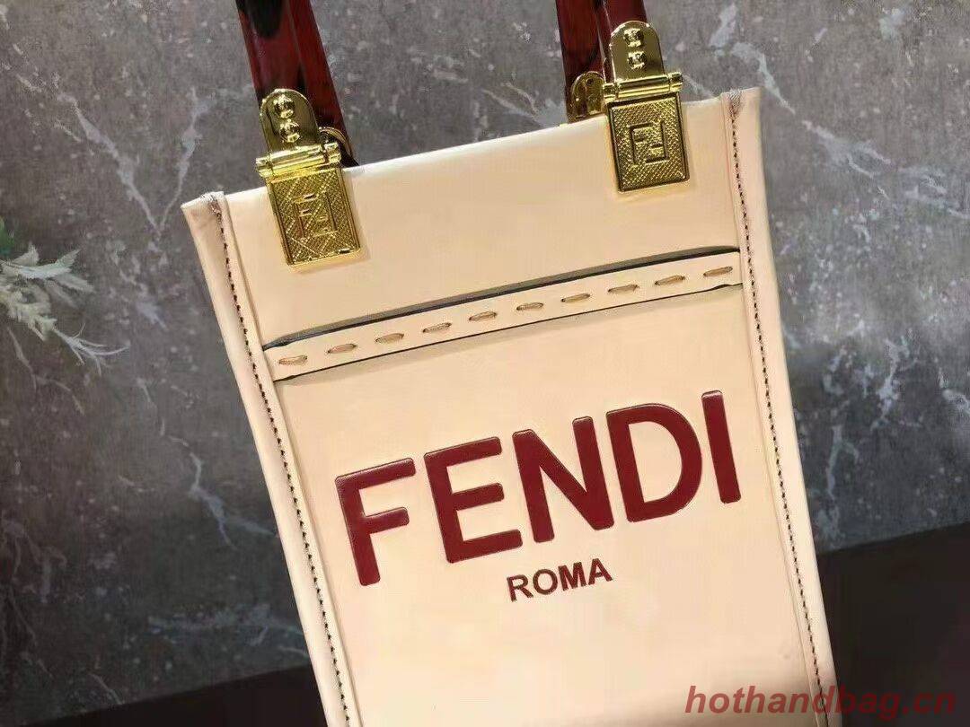 FENDI MINI SUNSHINE SHOPPER leather mini-bag 8BS051ABV Beige FENDI MINI SUNSHINE SHOPPER leather mini-bag 8BS051ABV Beige