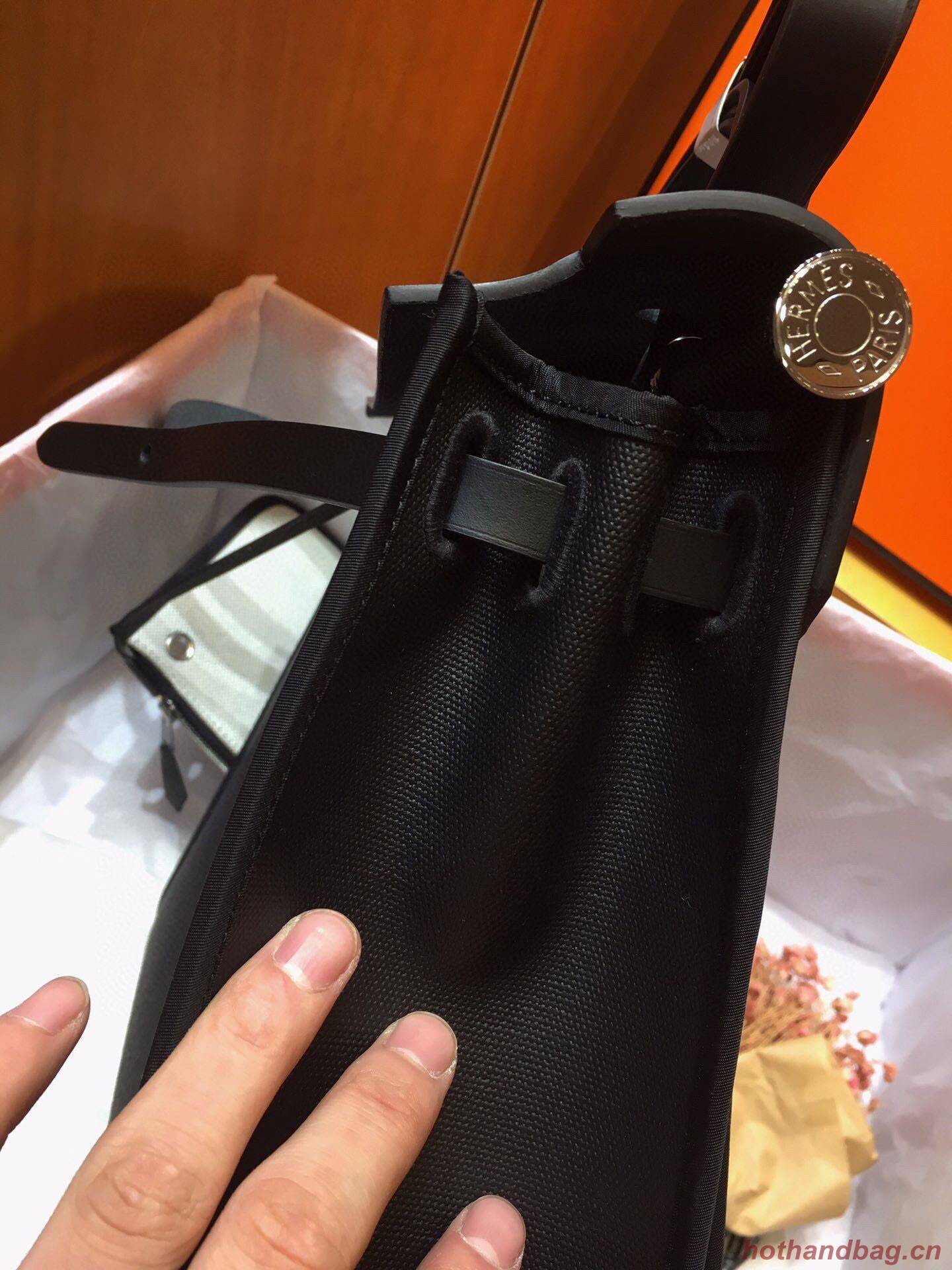 Hermes mini Herbag Original Canvas Leather & Calfskin 45988 Black Hermes mini Herbag Original Canvas Leather & Calfskin 45988 Black