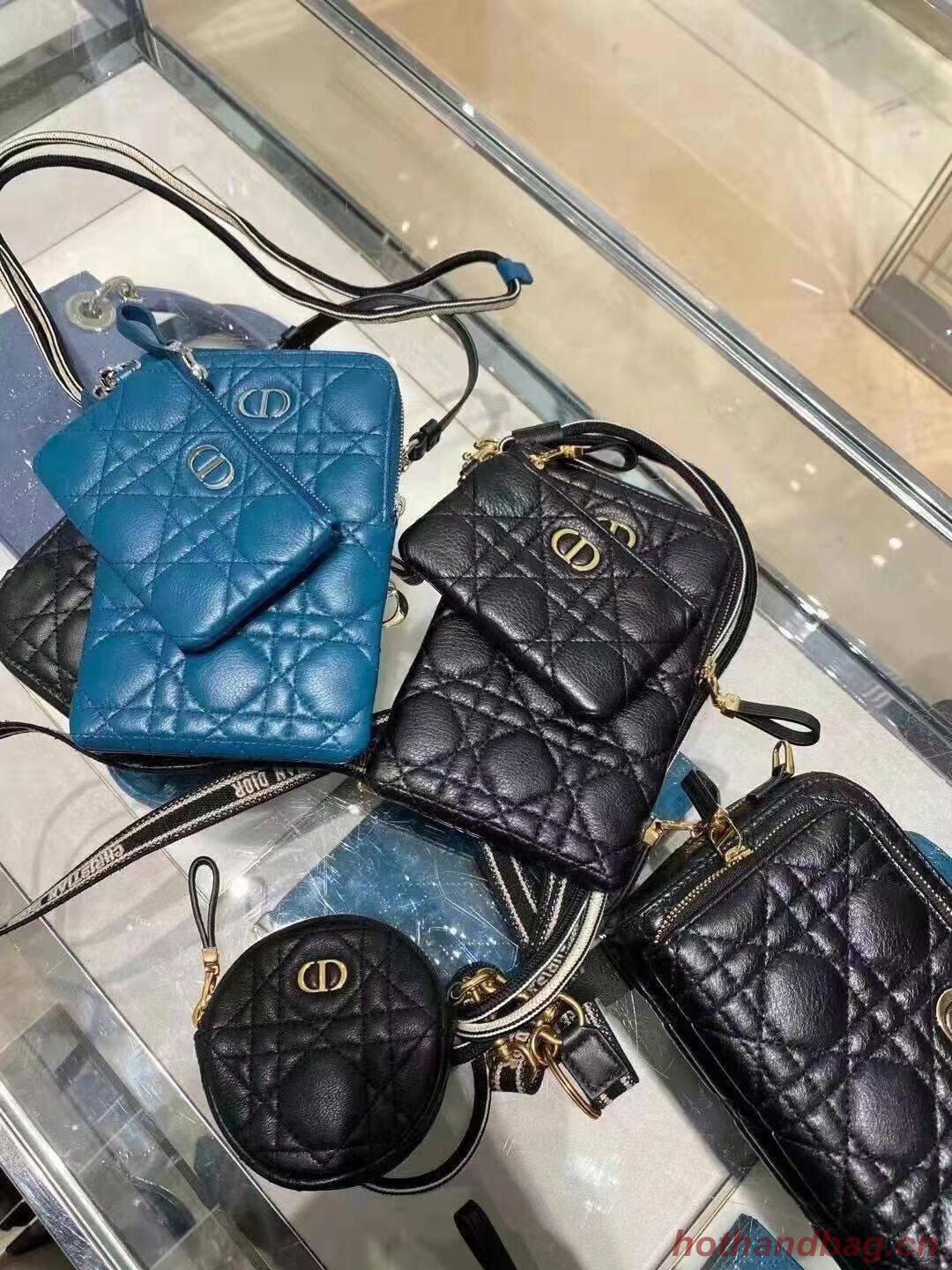 DIOR CARO MULTIFUNCTIONAL POUCH Black Supple Cannage Calfskin S5036UW DIOR CARO MULTIFUNCTIONAL POUCH Black Supple Cannage Calfskin S5036UW