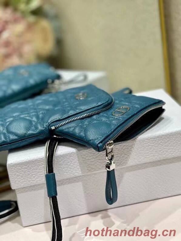 DIOR CARO MULTIFUNCTIONAL POUCH Deep Ocean Blue Supple Cannage Calfskin S5036PWH DIOR CARO MULTIFUNCTIONAL POUCH Deep Ocean Blue Supple Cannage Calfskin S5036PWH