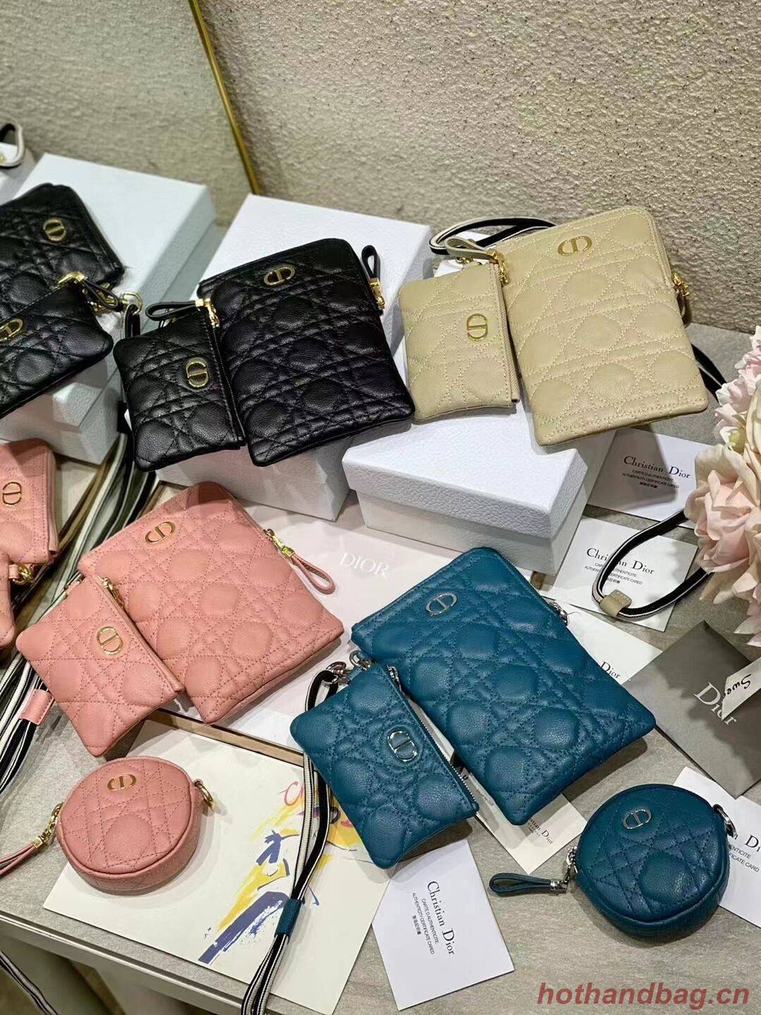 DIOR CARO MULTIFUNCTIONAL POUCH Deep Ocean Blue Supple Cannage Calfskin S5036PWH DIOR CARO MULTIFUNCTIONAL POUCH Deep Ocean Blue Supple Cannage Calfskin S5036PWH