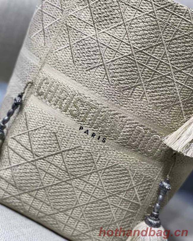 Dior Bubble Maple Leaf Embroidered Bucket Bag M6006 Beige