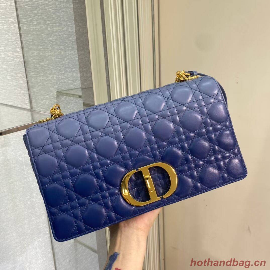 LARGE DIOR CARO BAG Indigo Blue Gradient Cannage Lambskin M9243U LARGE DIOR CARO BAG Indigo Blue Gradient Cannage Lambskin M9243U