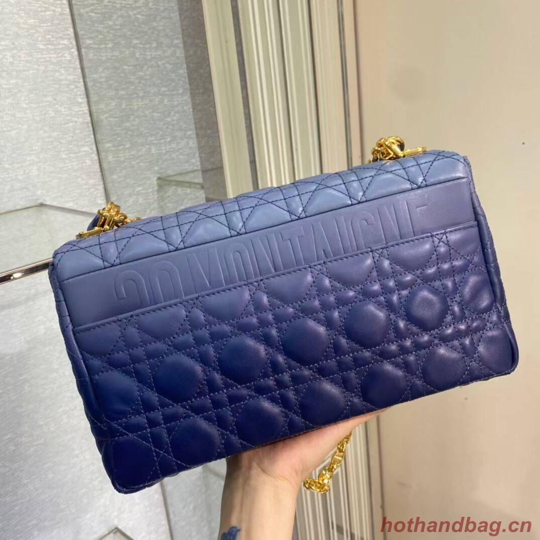 LARGE DIOR CARO BAG Indigo Blue Gradient Cannage Lambskin M9243U LARGE DIOR CARO BAG Indigo Blue Gradient Cannage Lambskin M9243U