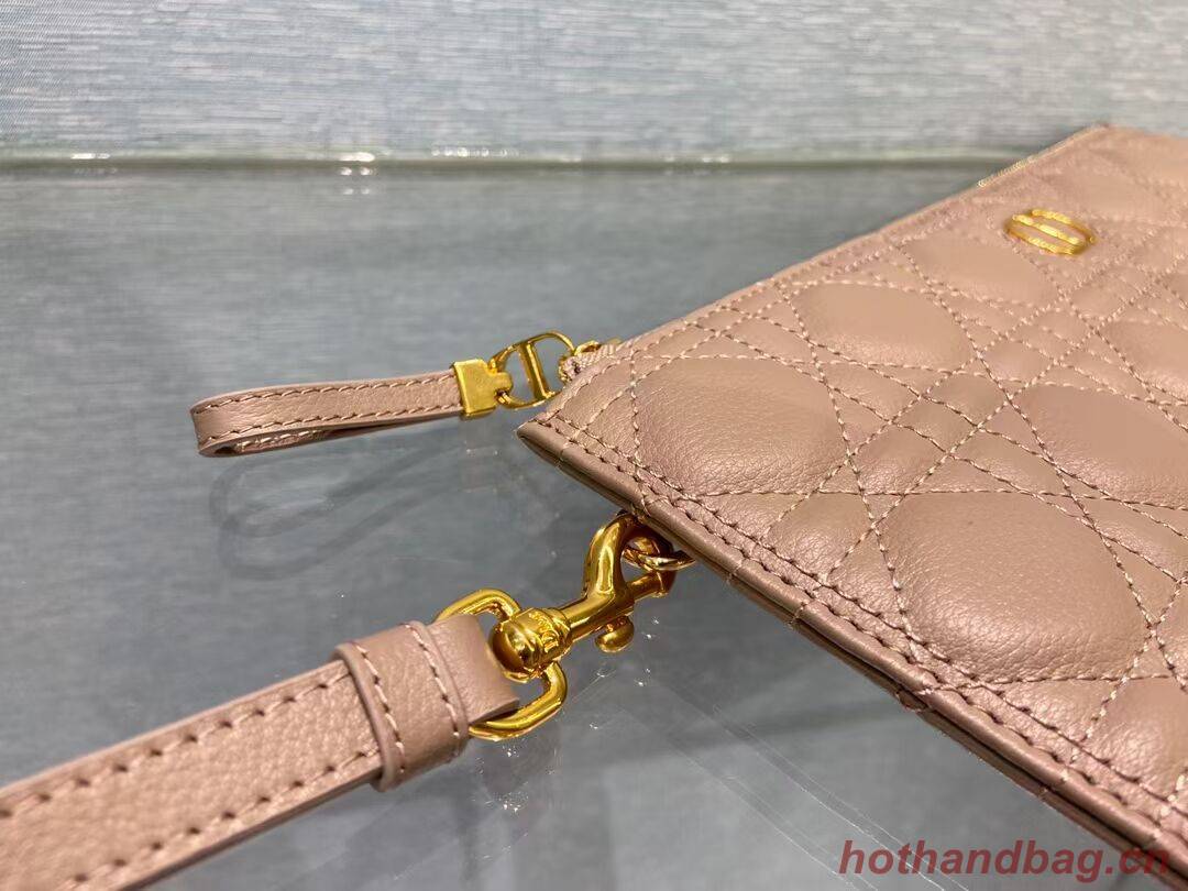 LARGE DIOR CARO DAILY POUCH pink Supple Cannage Calfskin S5086U LARGE DIOR CARO DAILY POUCH pink Supple Cannage Calfskin S5086U