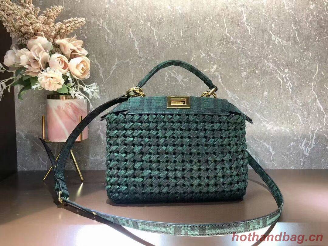 Fendi PEEKABOO ISEEU Weave Bag F4587 blackish green Fendi PEEKABOO ISEEU Weave Bag F4587 blackish green