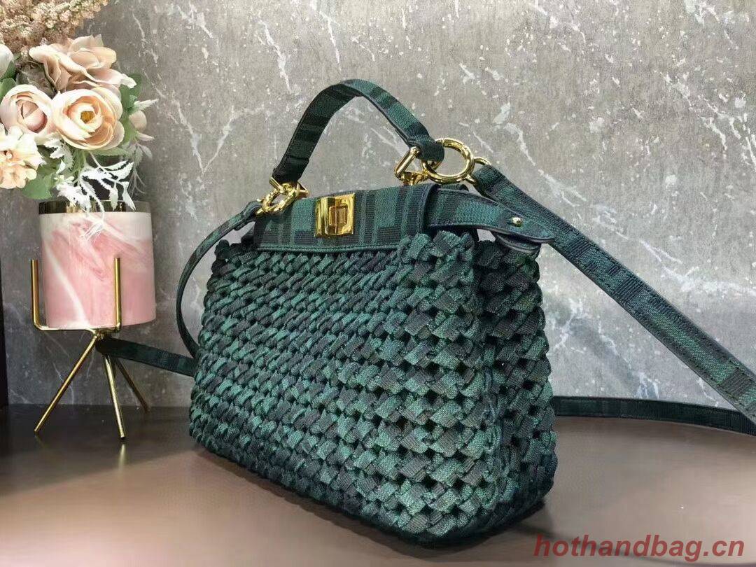 Fendi PEEKABOO ISEEU Weave Bag F4587 blackish green Fendi PEEKABOO ISEEU Weave Bag F4587 blackish green