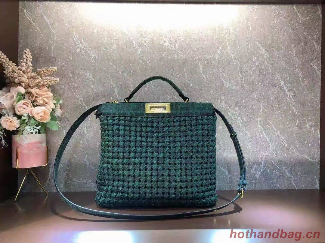 Fendi PEEKABOO X-LITE LARGE green cotton bag 8BN304A Fendi PEEKABOO X-LITE LARGE green cotton bag 8BN304A