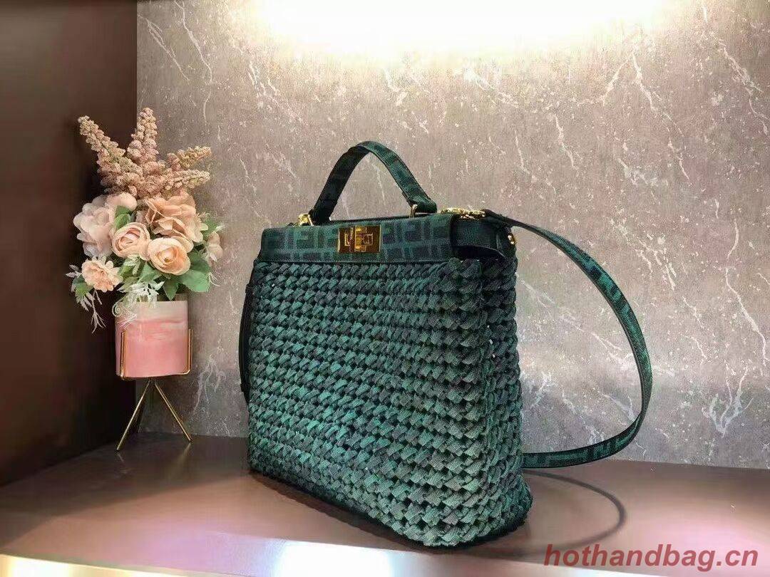 Fendi PEEKABOO X-LITE LARGE green cotton bag 8BN304A Fendi PEEKABOO X-LITE LARGE green cotton bag 8BN304A