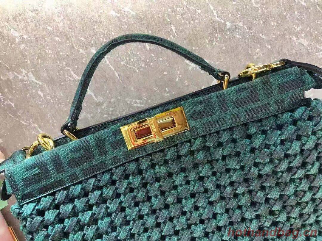 Fendi PEEKABOO X-LITE LARGE green cotton bag 8BN304A Fendi PEEKABOO X-LITE LARGE green cotton bag 8BN304A