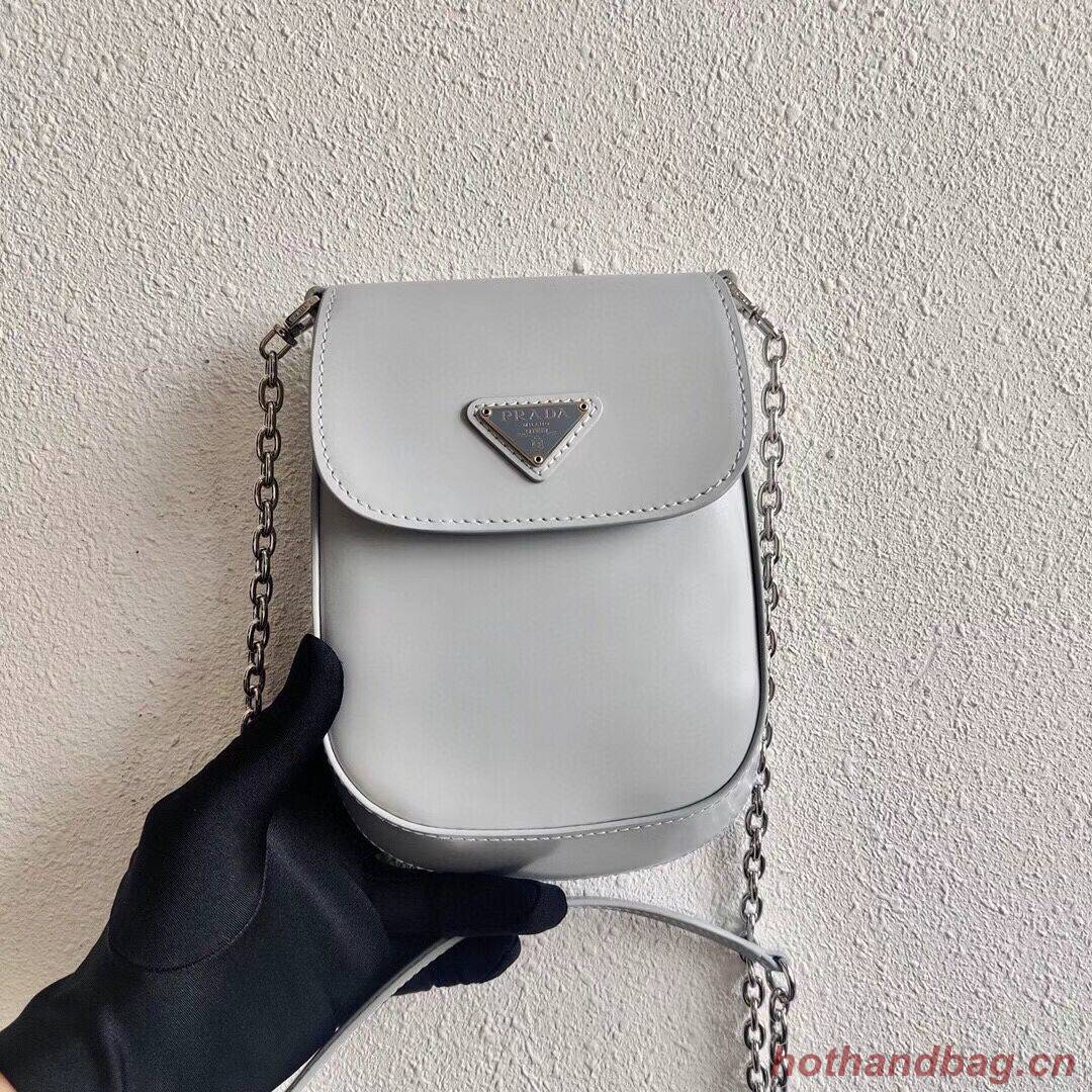 Prada Brushed leather mini-bag 1BH185 light grey Prada Brushed leather mini-bag 1BH185 light grey