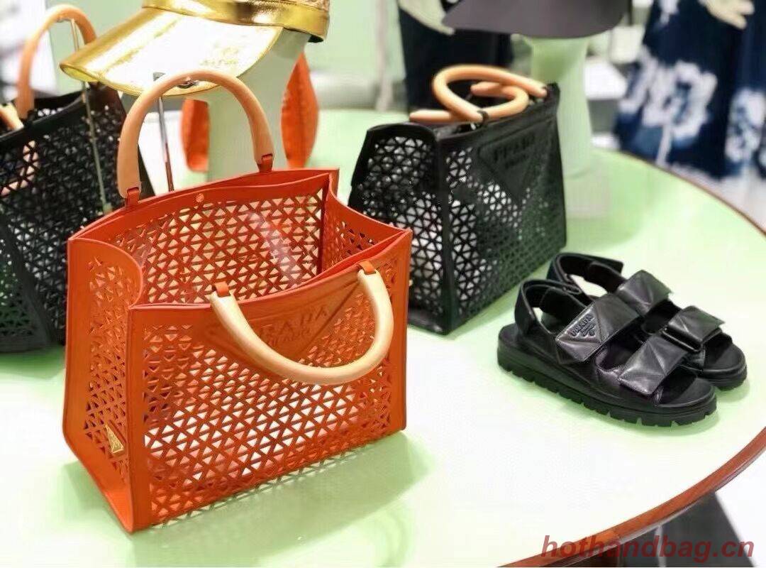 Prada leather tote bag 1AG405 orange Prada leather tote bag 1AG405 orange