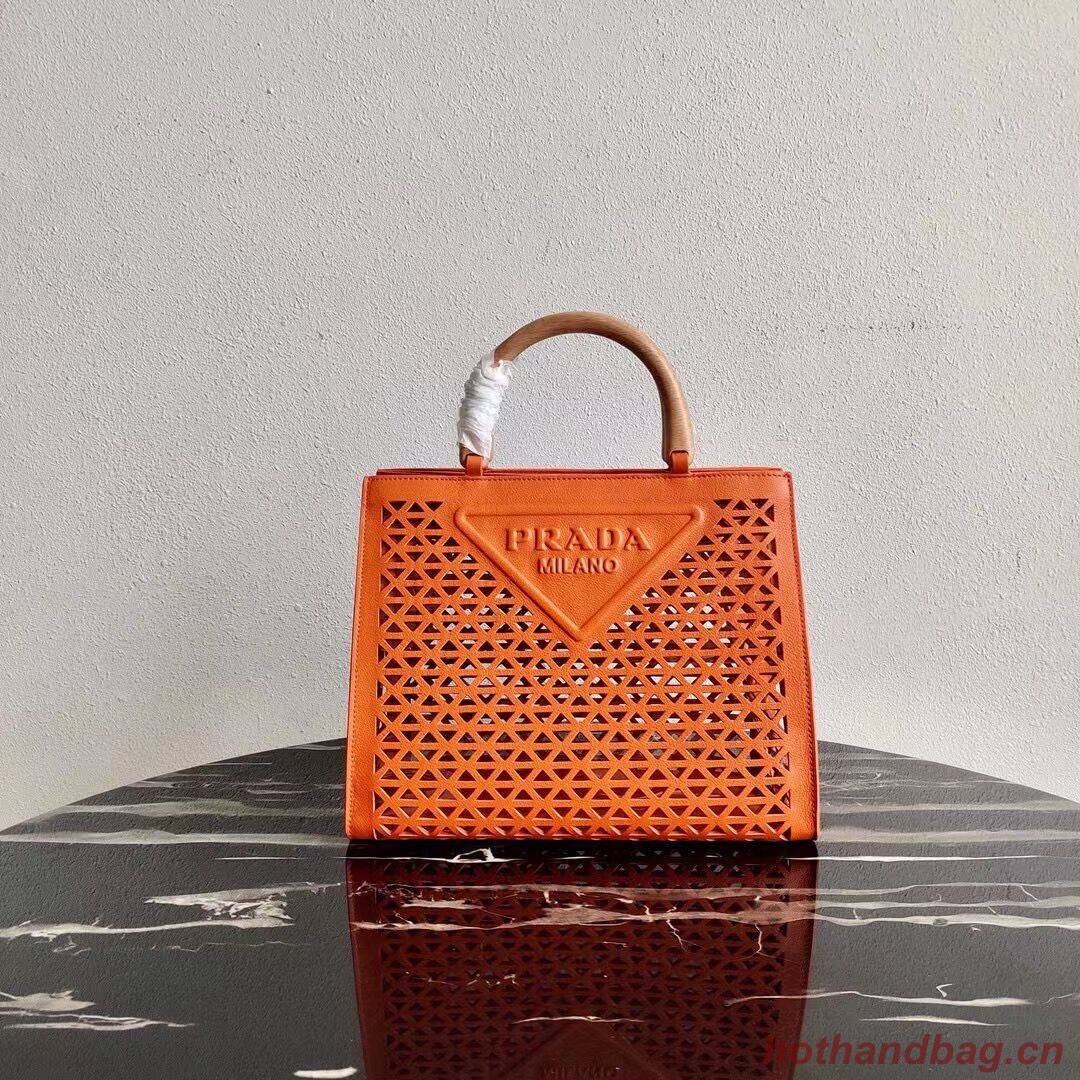 Prada leather tote bag 1AG405 orange Prada leather tote bag 1AG405 orange