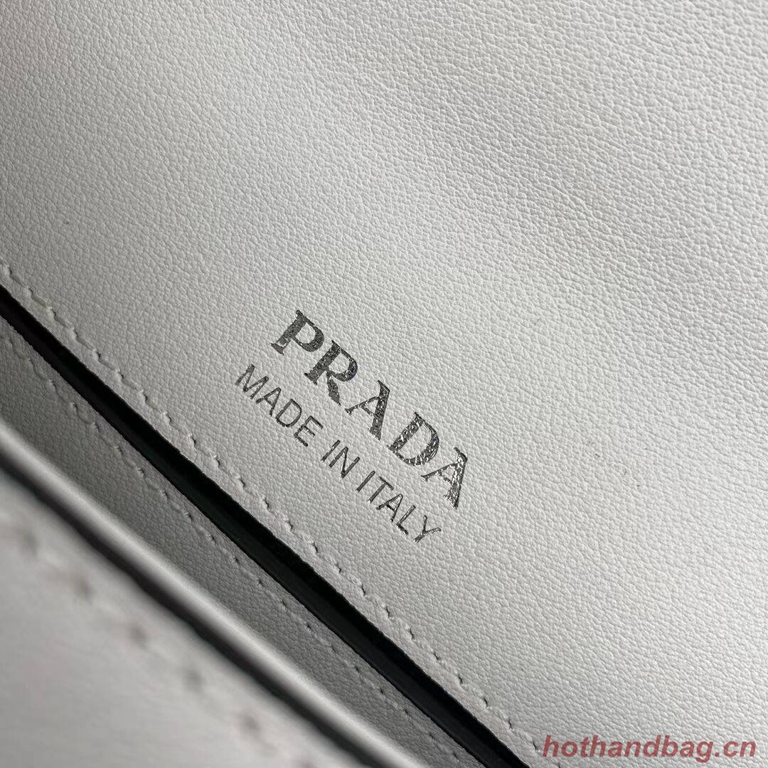 Prada Small brushed leather shoulder bag 1BA263 WHITE Prada Small brushed leather shoulder bag 1BA263 WHITE
