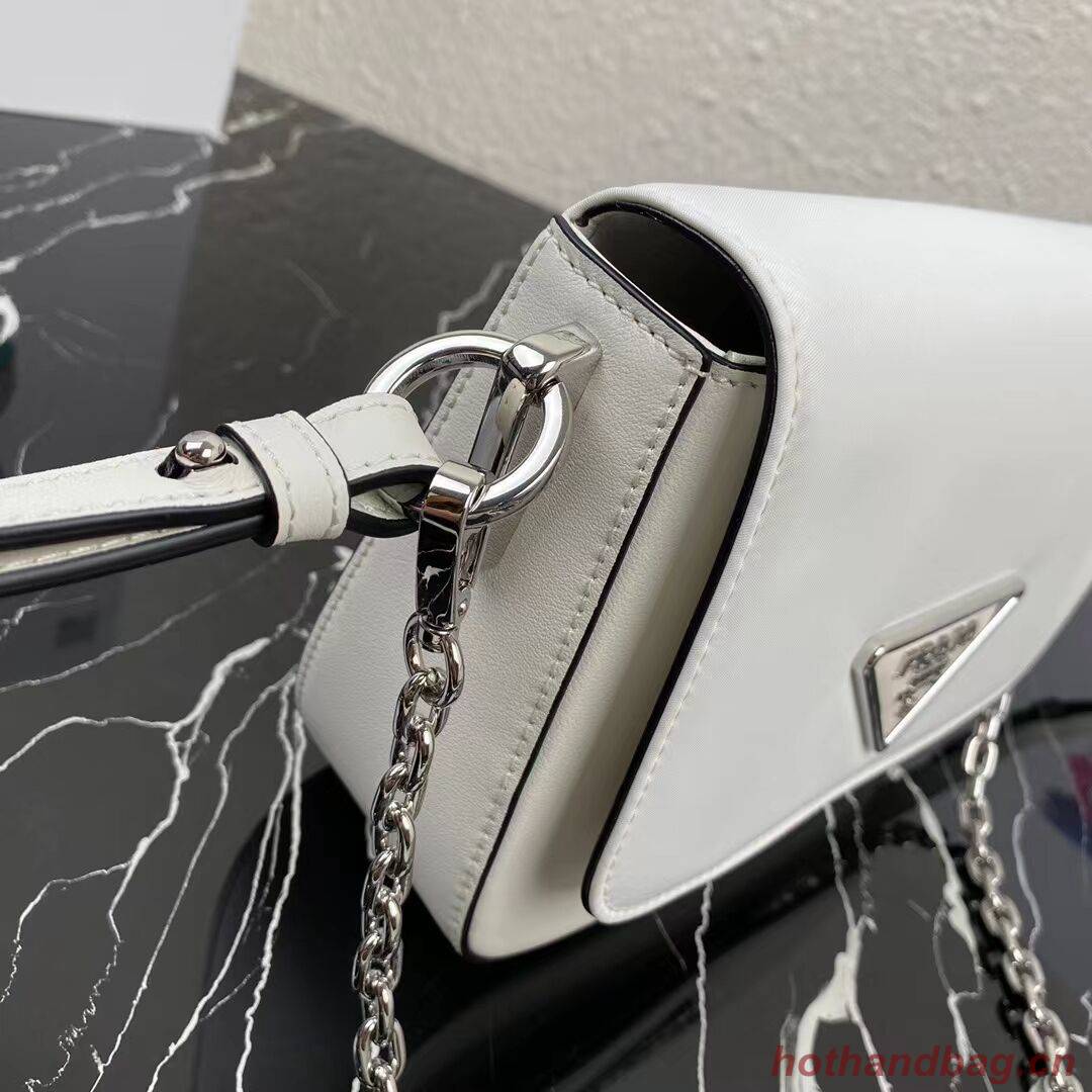 Prada Small brushed leather shoulder bag 1BA263 WHITE Prada Small brushed leather shoulder bag 1BA263 WHITE