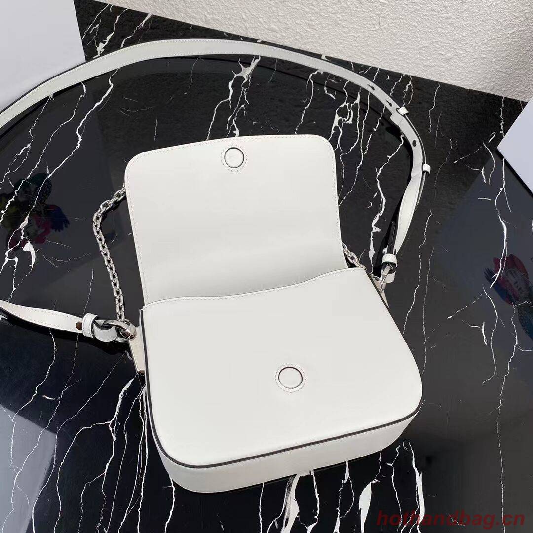Prada Small brushed leather shoulder bag 1BA263 WHITE Prada Small brushed leather shoulder bag 1BA263 WHITE