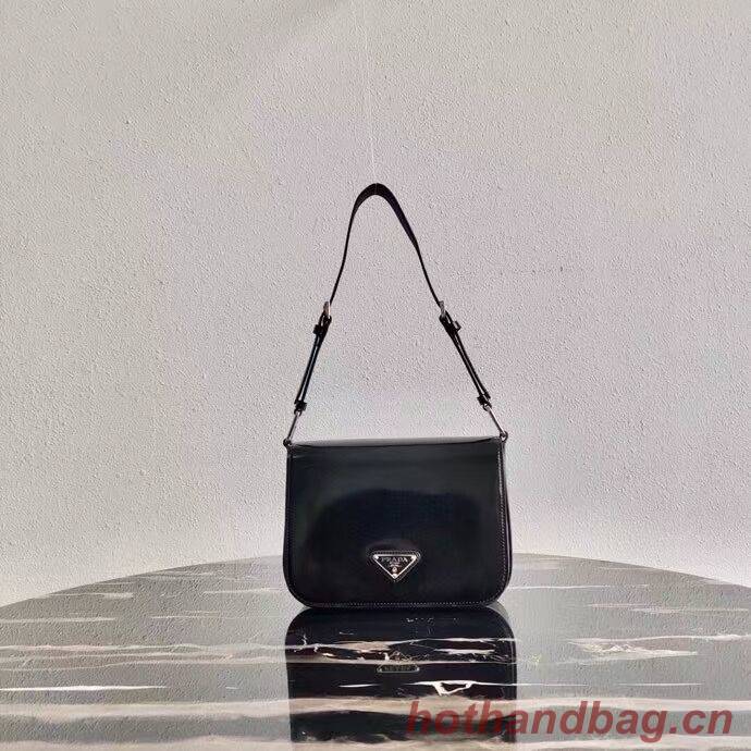 Prada Small brushed leather shoulder bag 1BH308 black