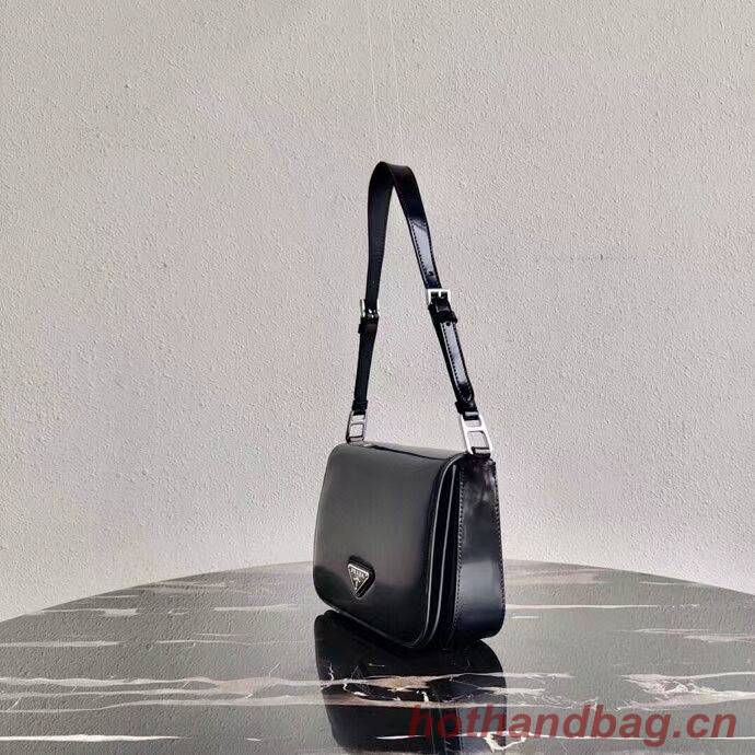 Prada Small brushed leather shoulder bag 1BH308 black Prada Small brushed leather shoulder bag 1BH308 black